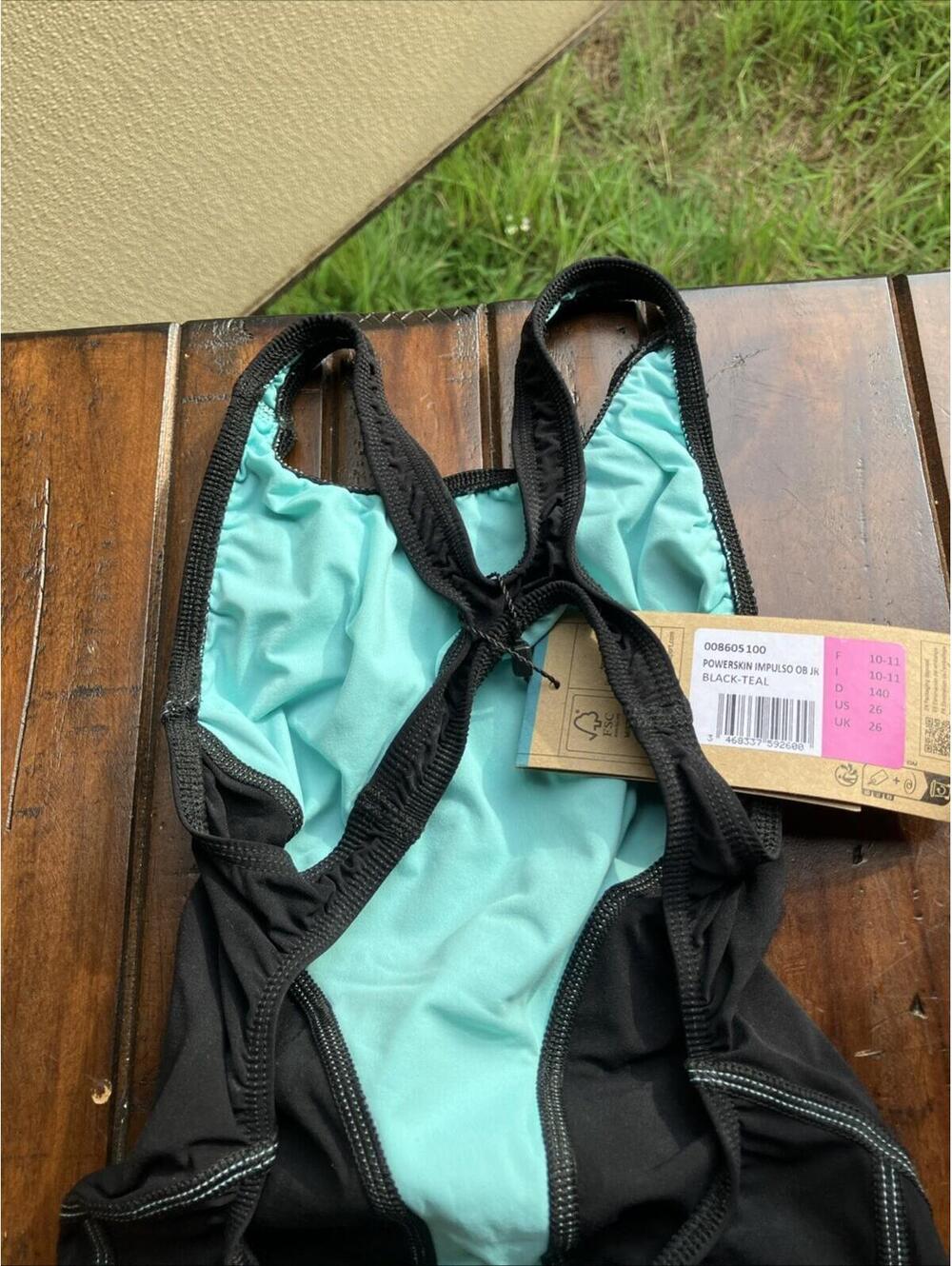 ARENA POWERSKIN IMPULSO JR GIRLS BLACK TEAL 008605 SIz 26 SWIMSUIT $210 MSRP - Picture 9 of 12